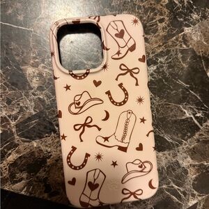 Western-Themed Phone Case - Pink and Brown
